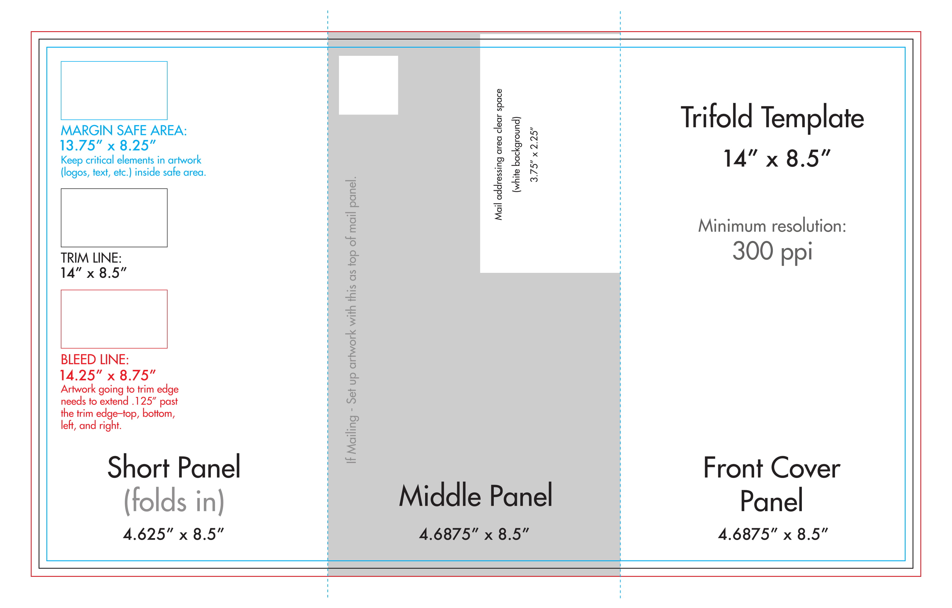 8.5x11 Trifold Brochure Template Printable Calendar Blank