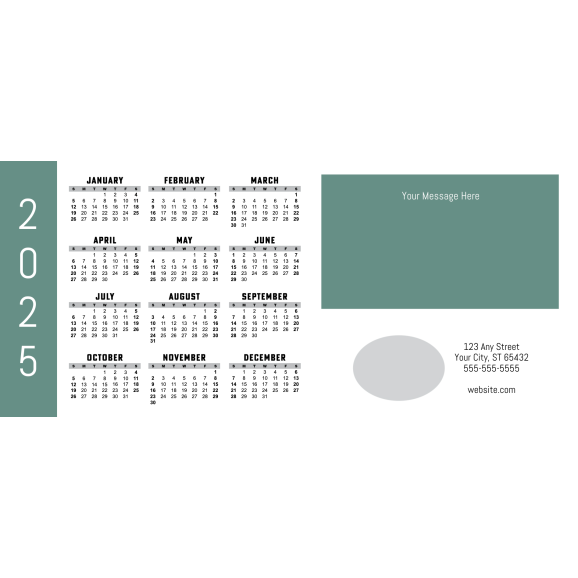 Postcard Calendar 4" x 9" Blank Template - 2025